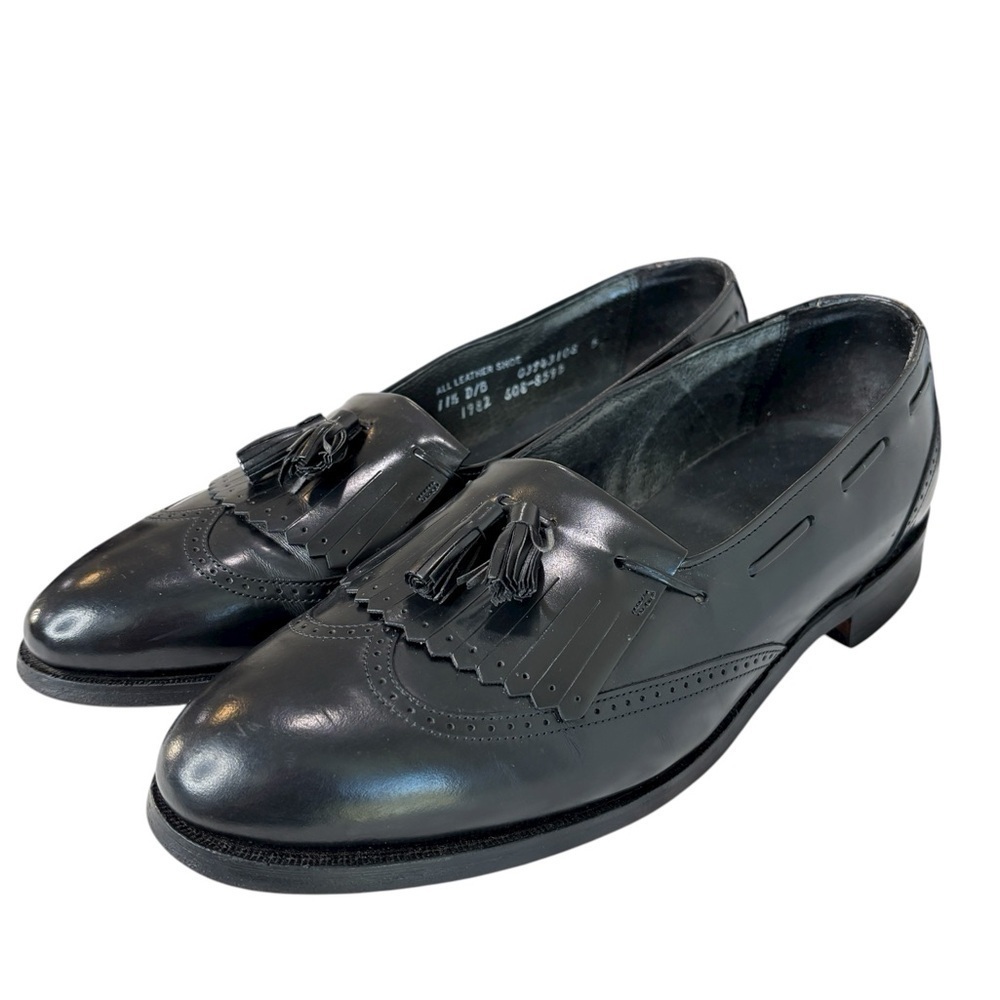 VTG Comfort Plus Mens Wingtip Tassel Black Leather Loafers Sz 11.5 D/B Made USA - Picture 9 of 14